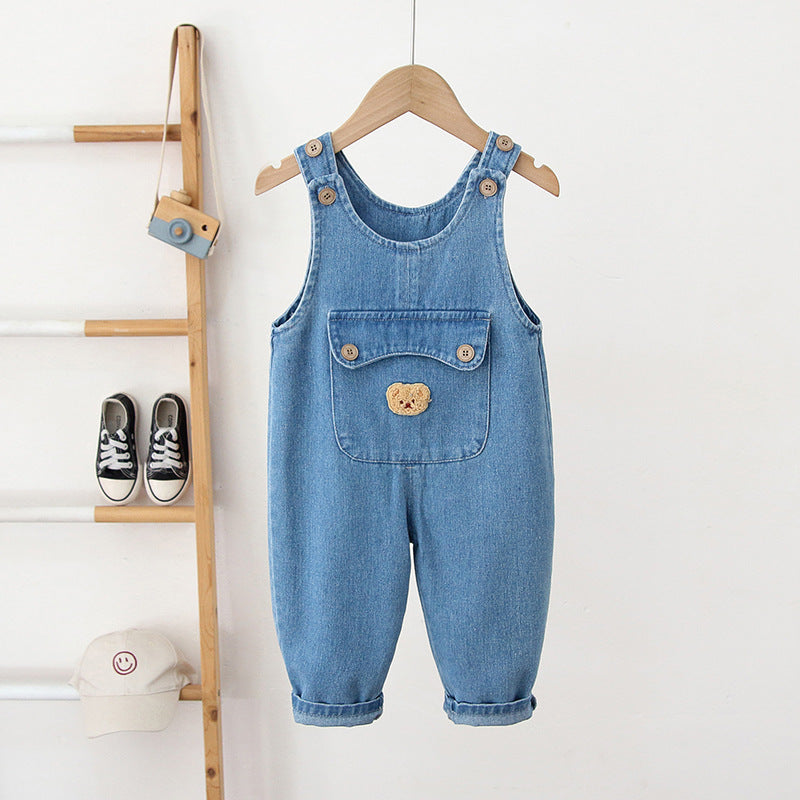 Children's Clothing Overalls Korean Cartoon Boys Denim Children's Pants