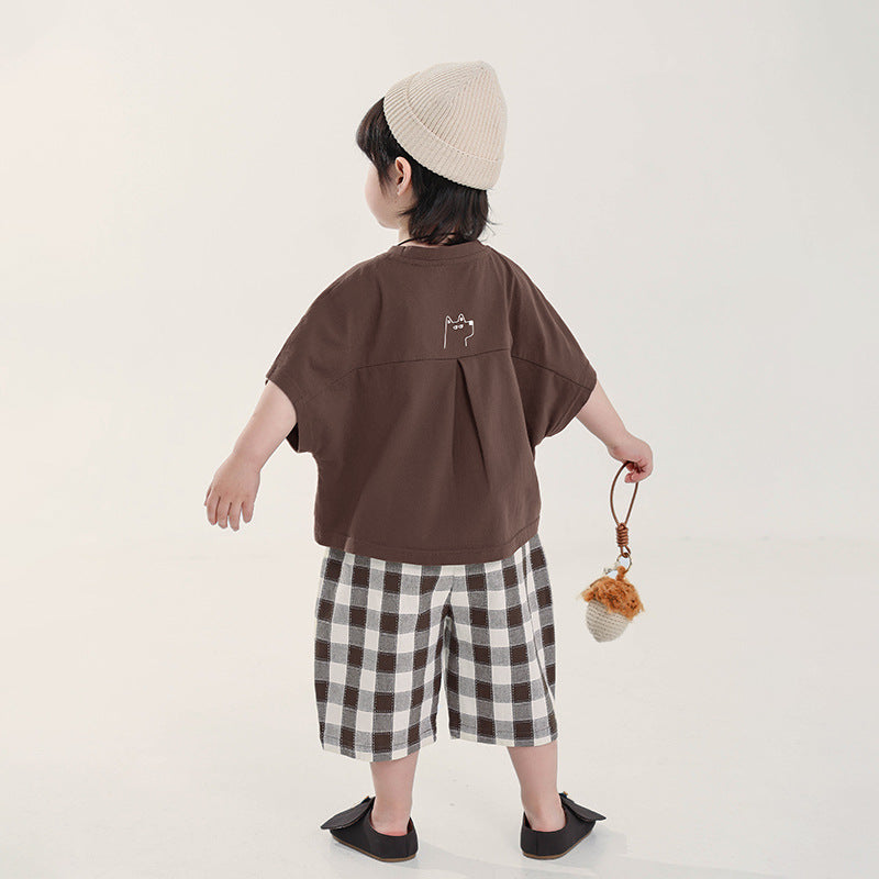 Children's Clothing Boy's Short-sleeved Summer Batwing Sleeve Top Children's T-shirt