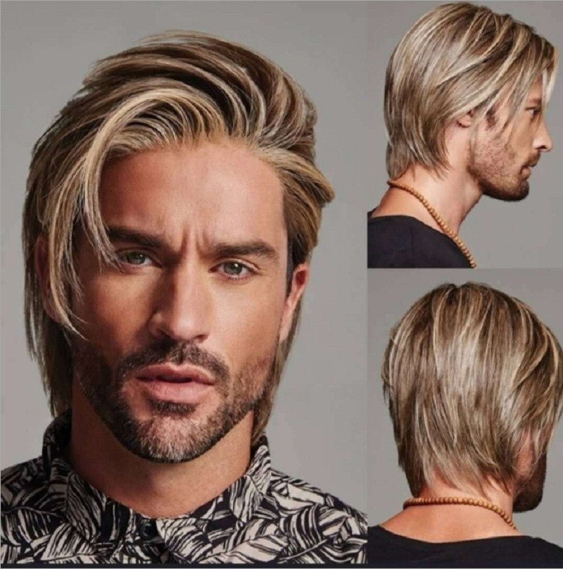 Men's Fashion Short Hair Mid-length Back Head Cos Wig
