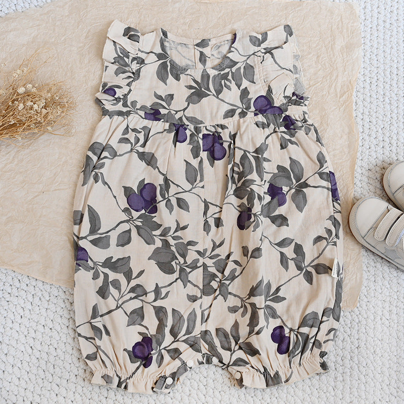 Open Summer Clothes Princess Style Class Cotton Nordic Sling Flounced Jumpsuit, Climbing Suit