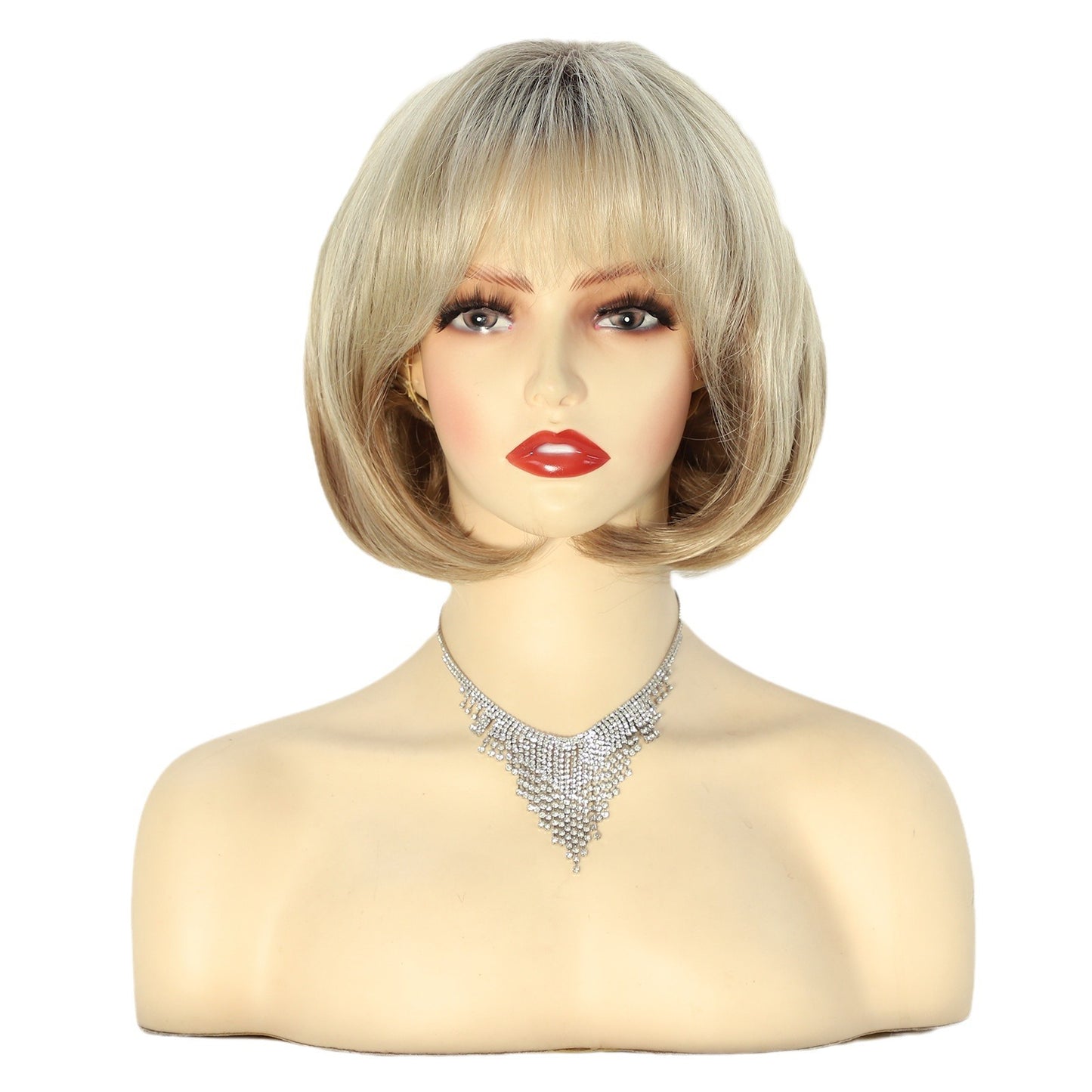 Gradient Golden Inner Buckle Chemical Fiber Wig Short Straight Hair