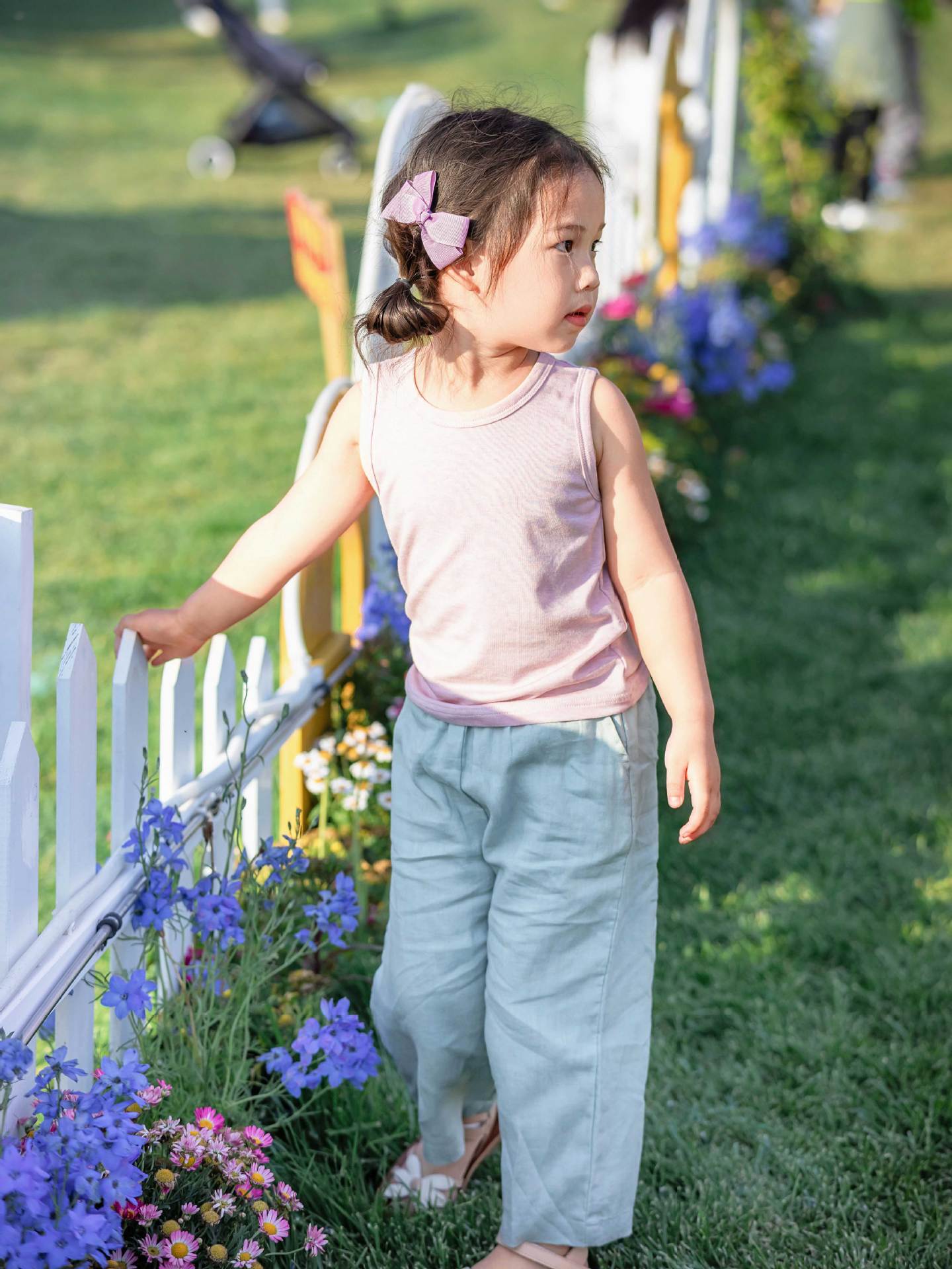 Children's Linen Leisure Boys Pure Color Elastic Waist Children's Pants
