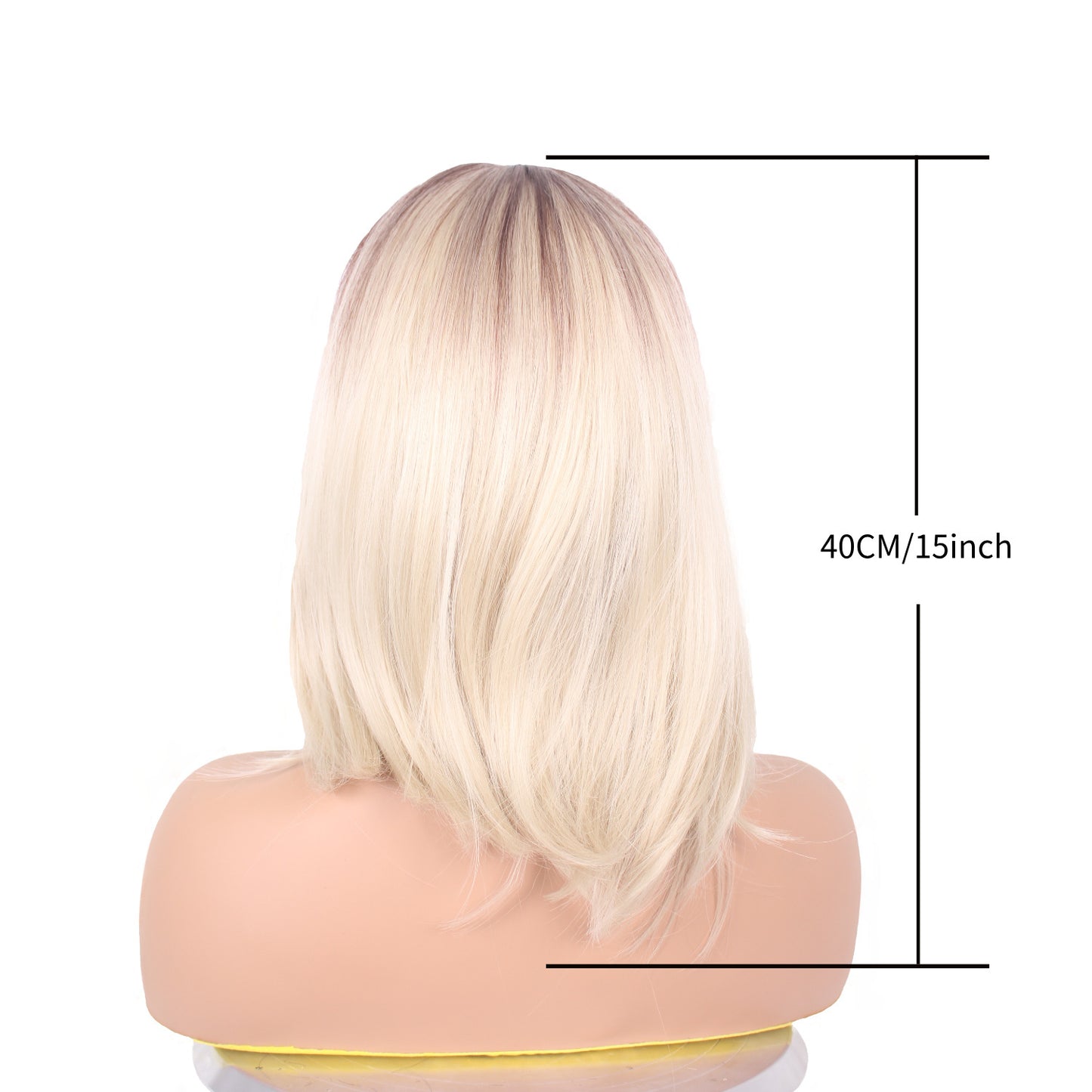 Gradient Blonde Root Dyed Black High Level Long Wig Short Straight Hair