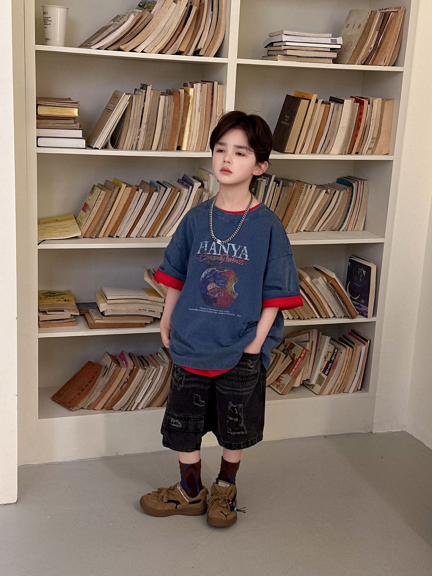 Children's Hanya Cotton Short Sleeve Summer Printed Casual Breathable Half Children's T-shirt
