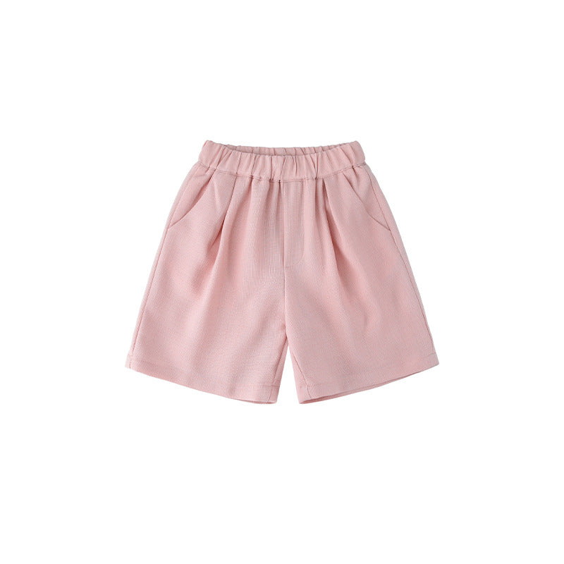 Short Suit Black National Style Shorts Pink Children's Pants