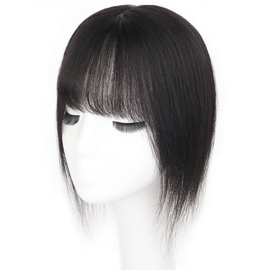 Women's Hair Replacement Real Full Human Growth Volume Covering Gray Wig Bangs