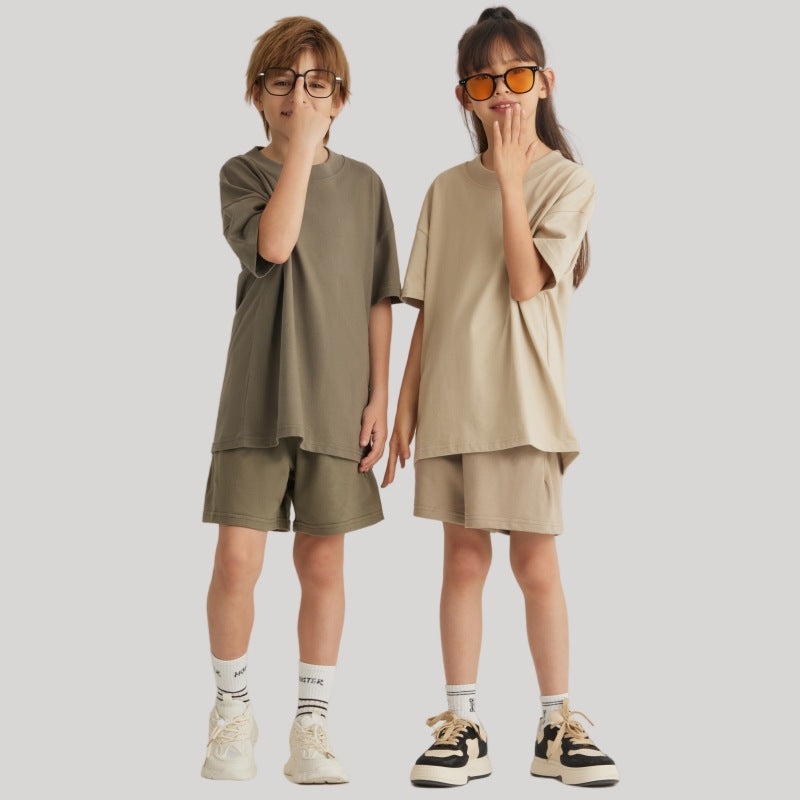 American Retro Profile Short-sleeved High Street Fashion Wide Thread Cotton Children's T-shirt