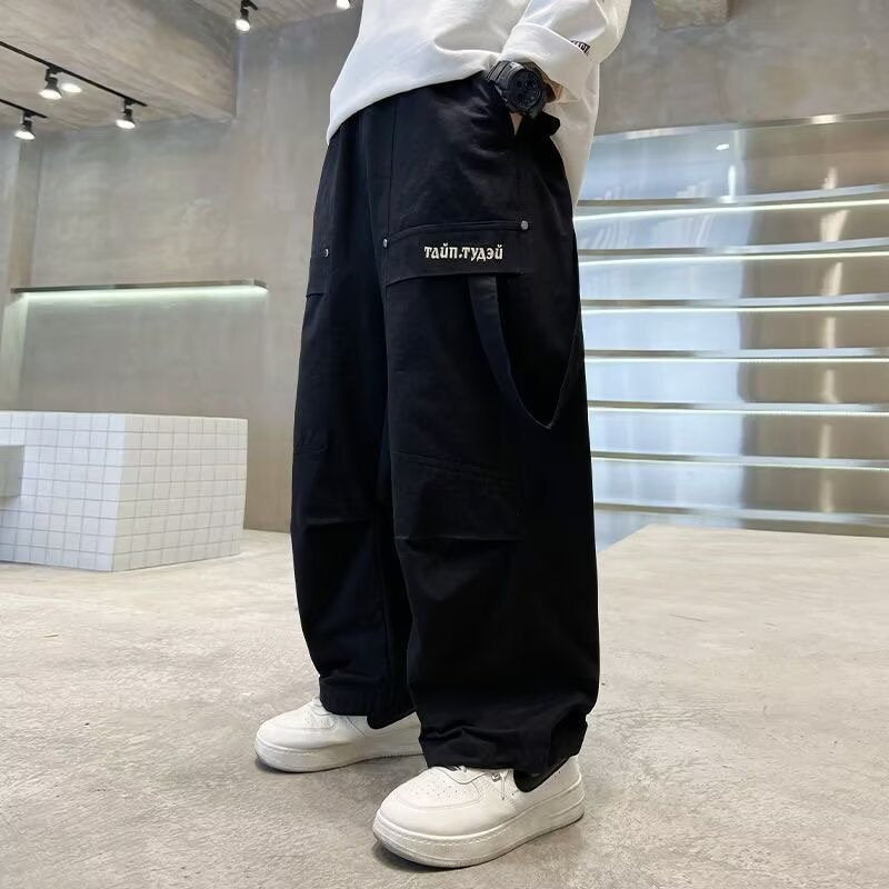 Children's Straight Casual Early Autumn Thin Medium Big Overalls Children's Pants