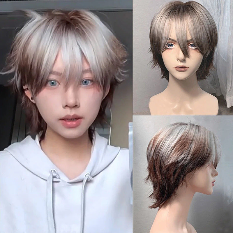 Men's Short Curly Fluffy Natural Mechanism Chemical Other Wig