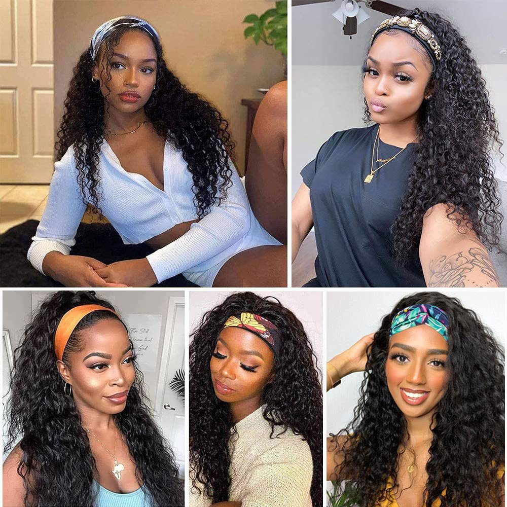Women's Small Curly Headscarf Afro Headgear Wig Long Curls