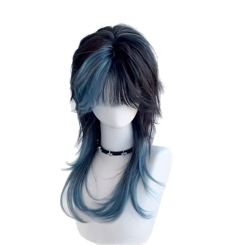 Women's & Men's Jellyfish Anchovy Head Personality Highlight Hair Artificial Human Long Straight Wig