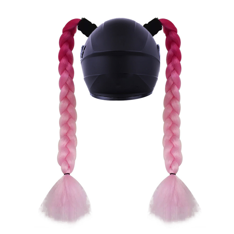 Helmet Braid Color Double Twist Decoration Electric Wig Ponytail
