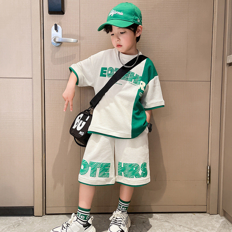 Children's Boys Summer Medium Large Thin Gym Clothes Children's Suit
