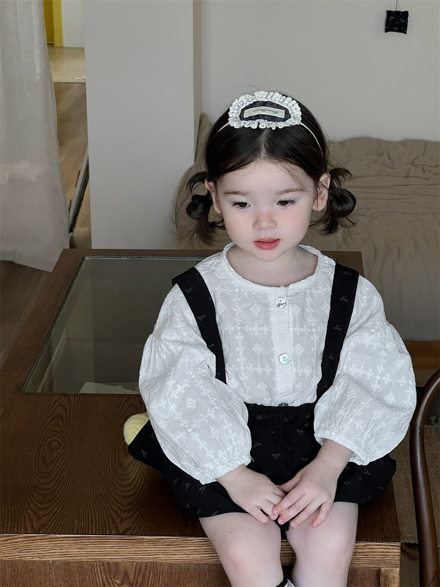 Children's Korean Style Clothing Clothes Doll Shirt Strap Bag Fart Blouse Children's Suit