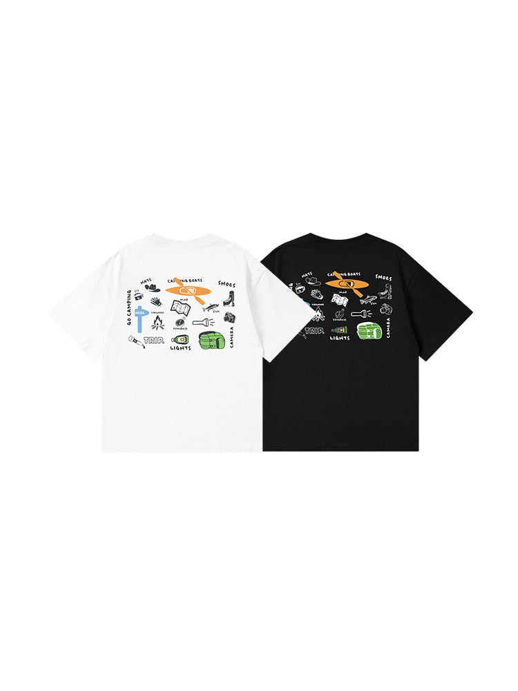 Children's Summer Thin Boys Retro Mountain Short Sleeve Medium Big Casual Children's T-shirt