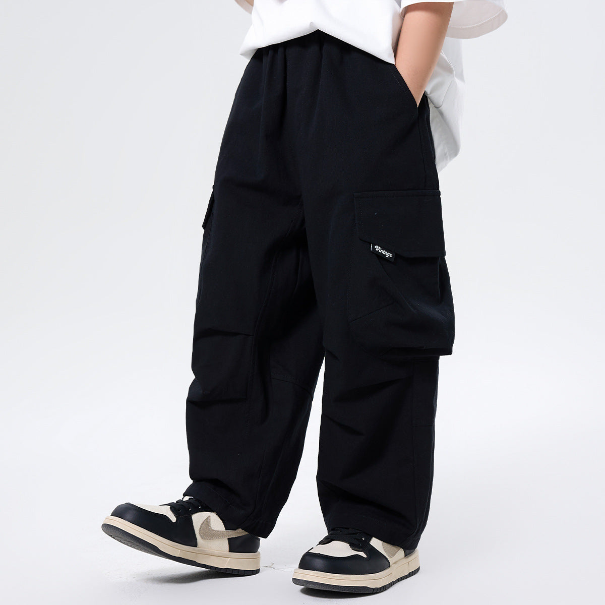 Children's Cotton Overalls Medium Big Loose Straight Casual Children's Pants