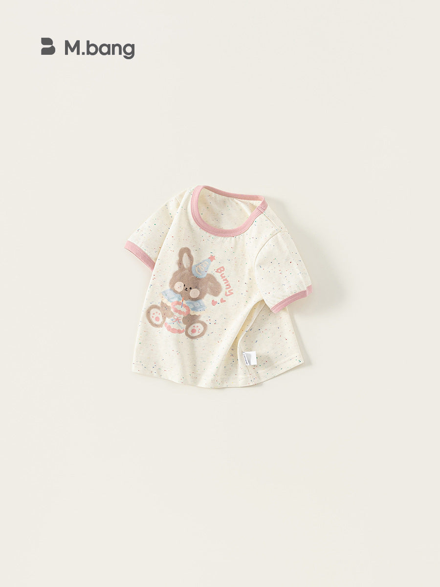Children's Color Top Inner Wear Cute Bunny Printed Short Children's T-shirt