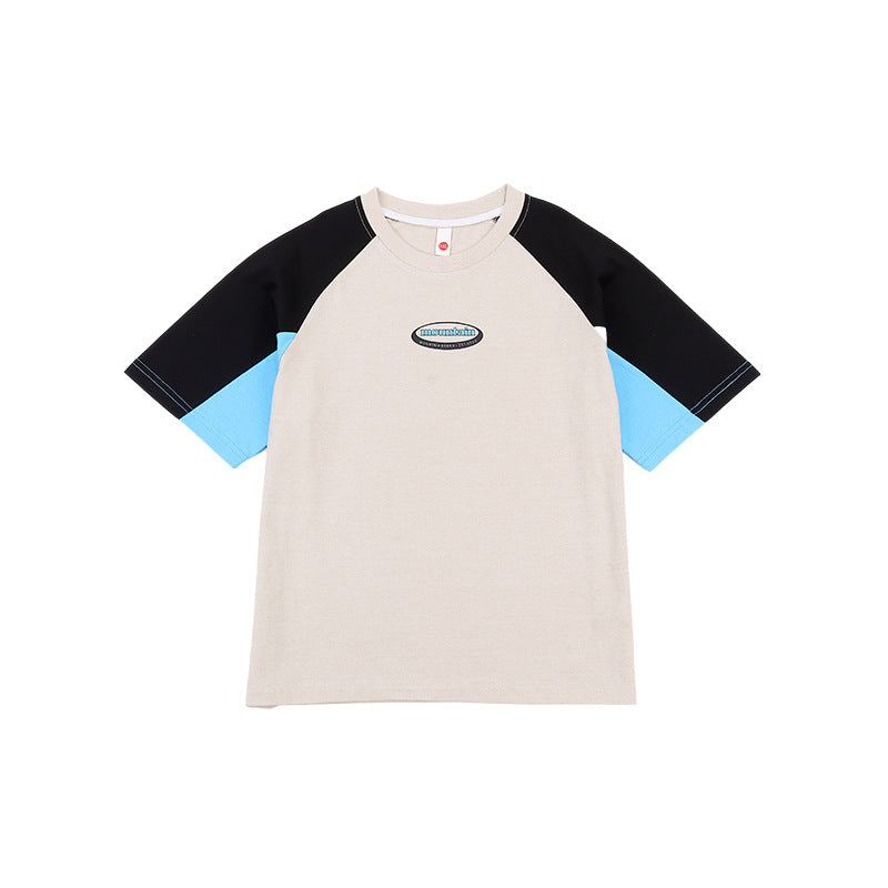 Children's Di Mulberry Cotton Color Contrast Patchwork Design Sense Children's T-shirt