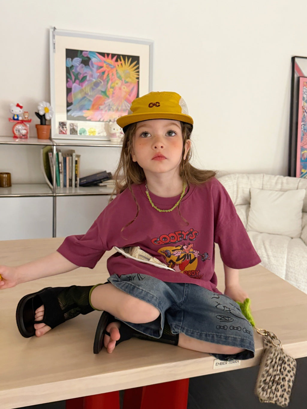 Cartoon Round Neck Wide Version Fashion Short Children's T-shirt