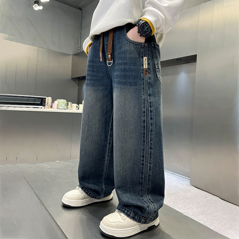 Children's Trousers Outer Wear Boy Autumn Clothing Medium Large Children's Pants