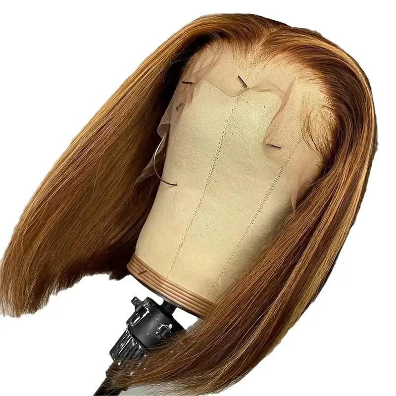 Women's African Black Center Parting Synthetic Wigs Wig Short Straight Hair