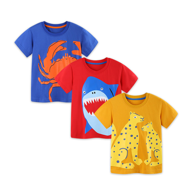 Children's Summer Fashion Printed Knitted Cotton Sweatshirt Mixed Children's T-shirt