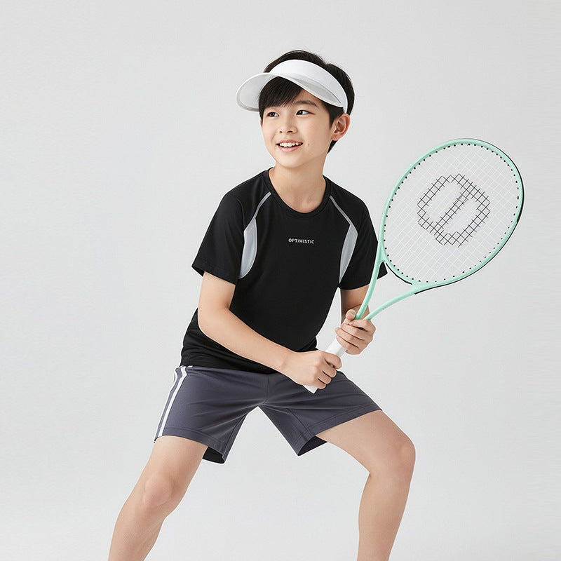 Summer Thin Breathable Class Sports Top Stitching Cool Sense Moisture Children's T-shirt