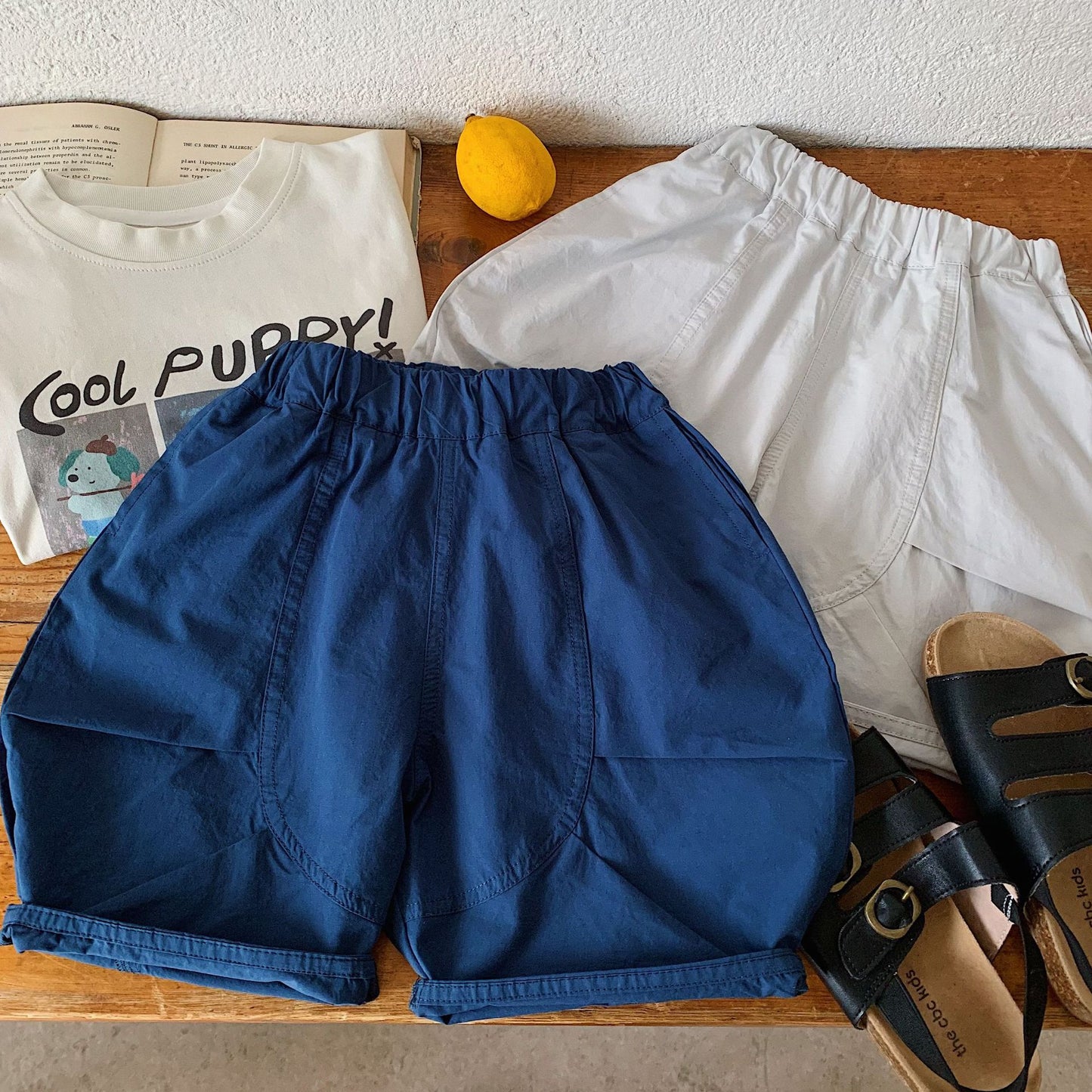 Children's Shorts Summer Solid Color Washed Fifth Children's Pants