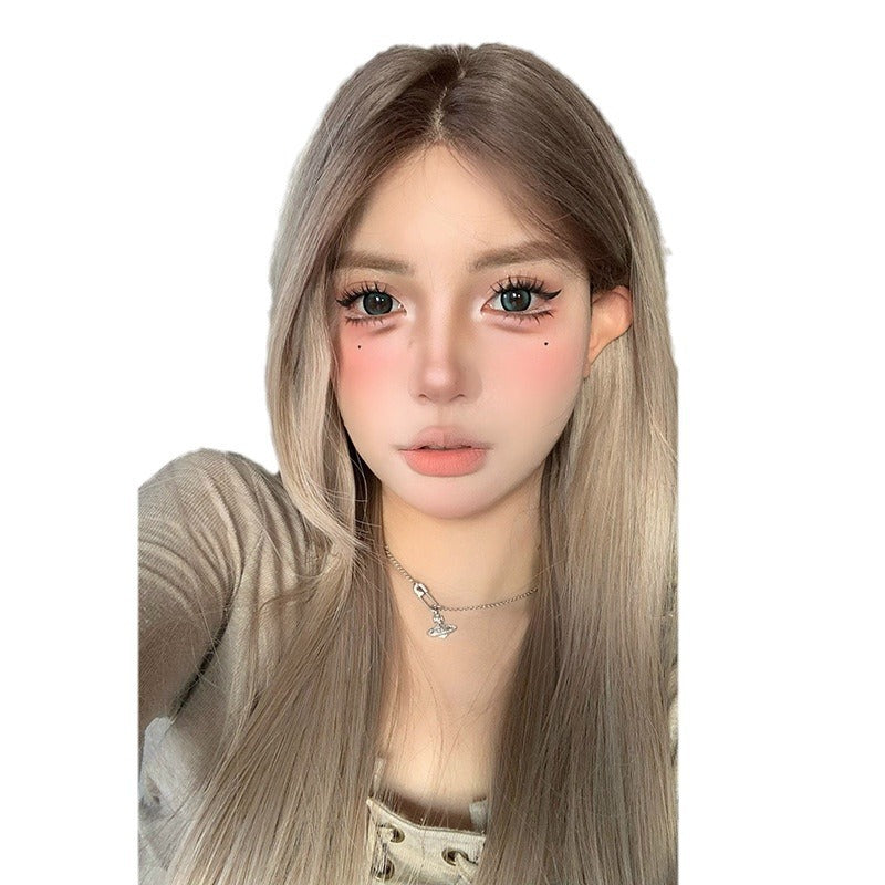 Front Lace Full Hair Type Gradient Black Head Long Straight Wig