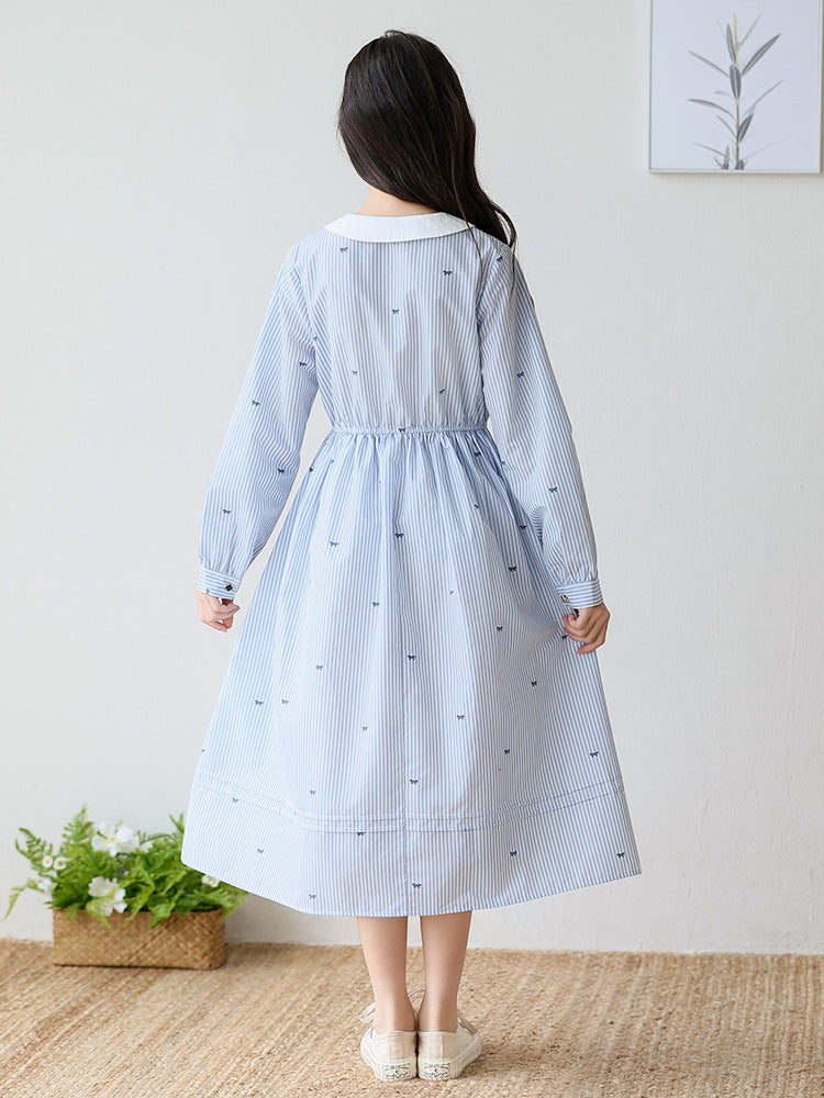 Pretty Middle Big Doll Collar Striped Children's Dress