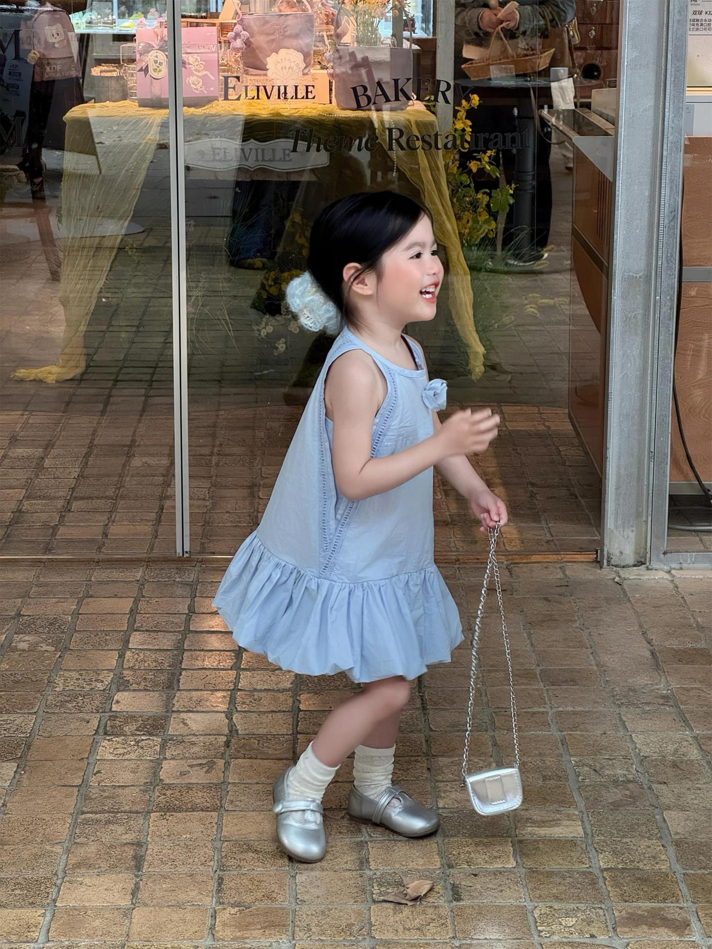Flower Cotton Vest Flounced Skirt Sleeveless Children's Dress