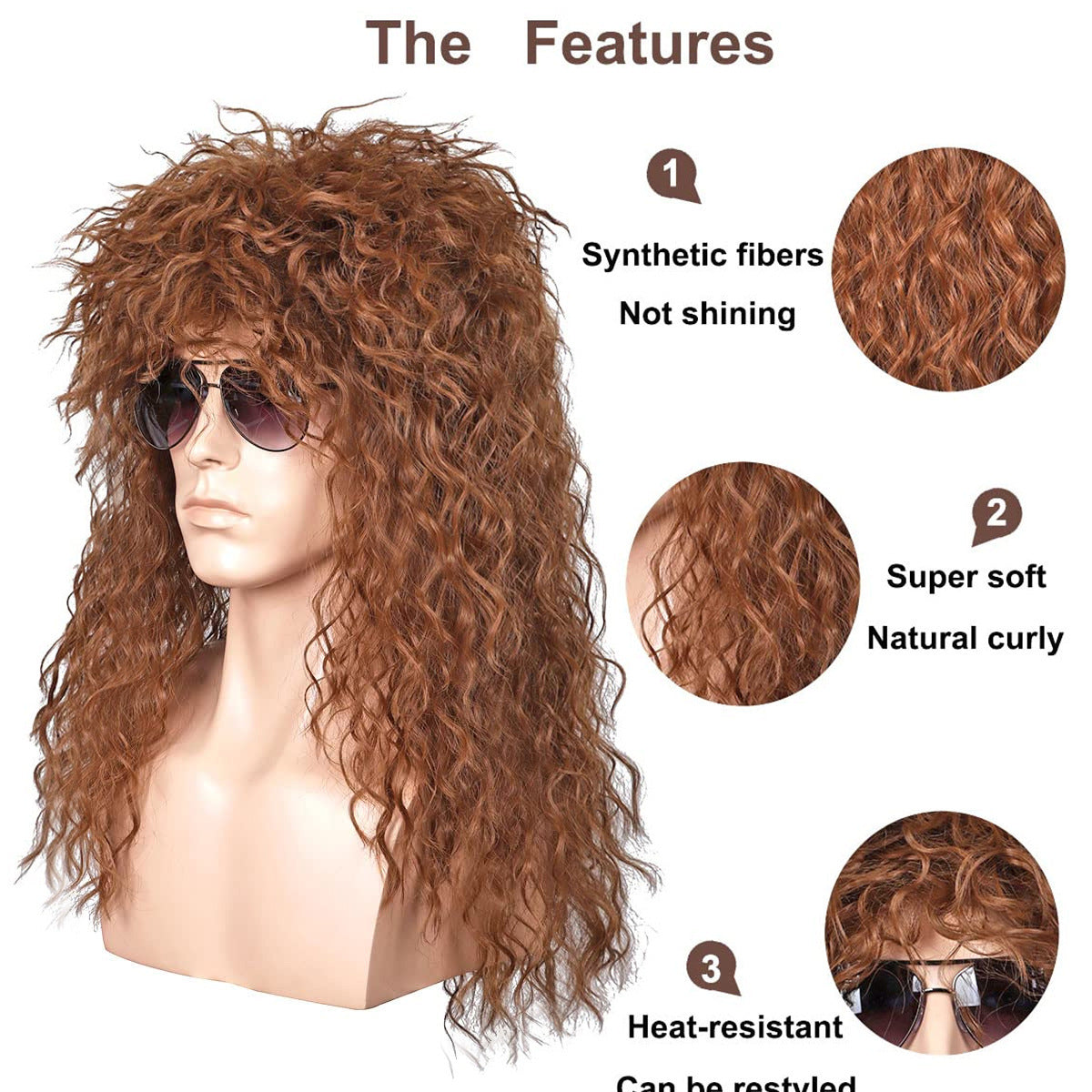 Women's Blonde Rock Roll Anchovy Charm Punk Wig Long Curls