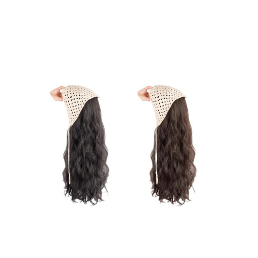 Triangle Shawl Early Summer Pastoral Style Handmade Crocheted French Triangular Wig Long Curls