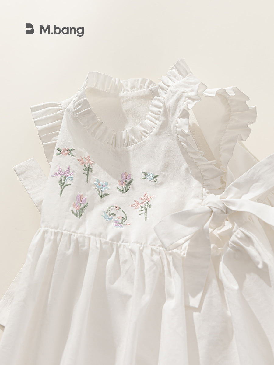 Children's Clothing Summer Pastoral Sleeveless Lace Collar Embroidered Children's Dress