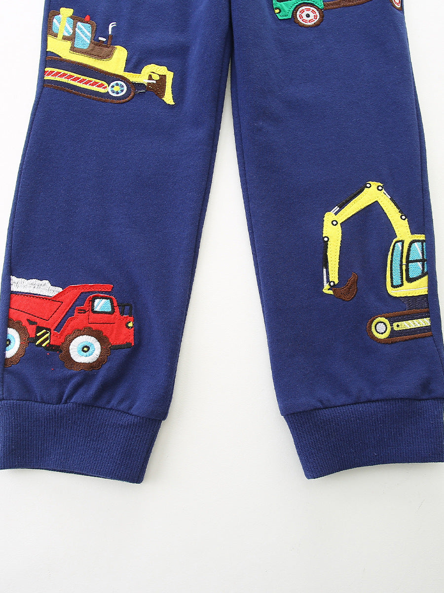 Autumn Trousers Fashion Embroidery Crawler Knitted Cotton Sports Children's Pants