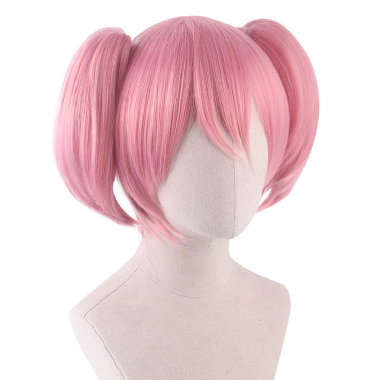 Magi Square Pink Short Double Ponytail Cos Wig