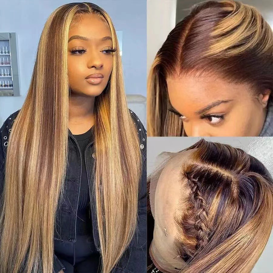 Unique Attractive Front Lace Brown Hair Long Straight Wig