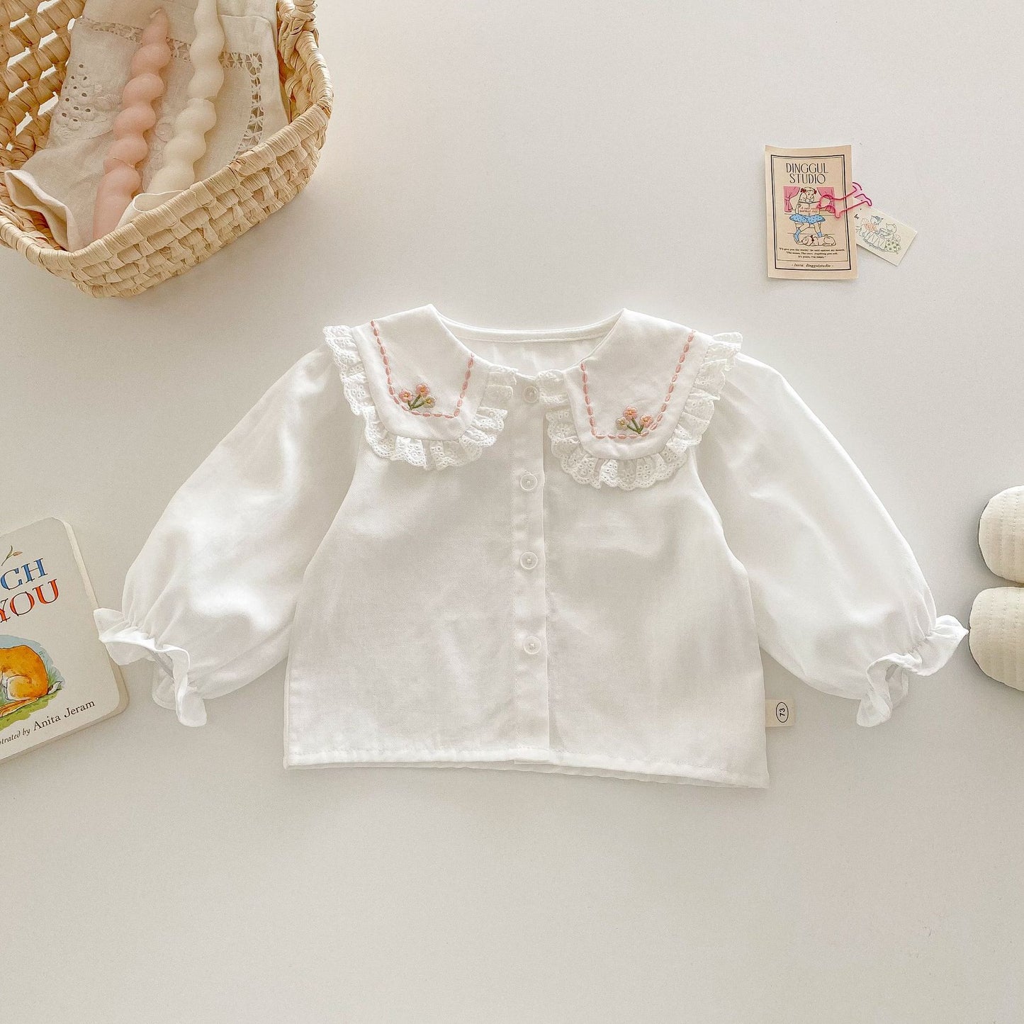 Children's Korean Style Small Left Right Lace Collar Fashionable Spring Children's Shirt