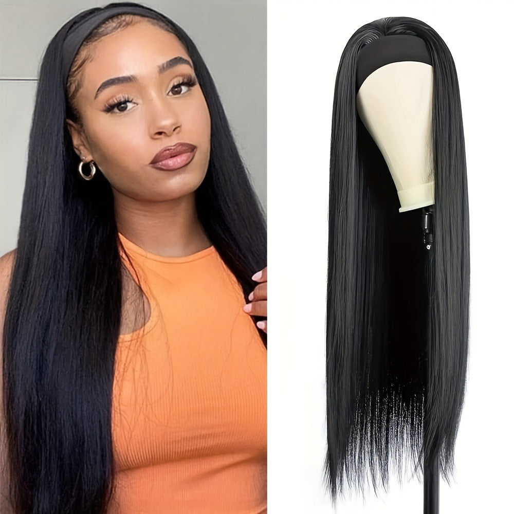 Female Ribbon Curly Hair Big Wave Chemical Fiber Black Pick Wig Long Curls