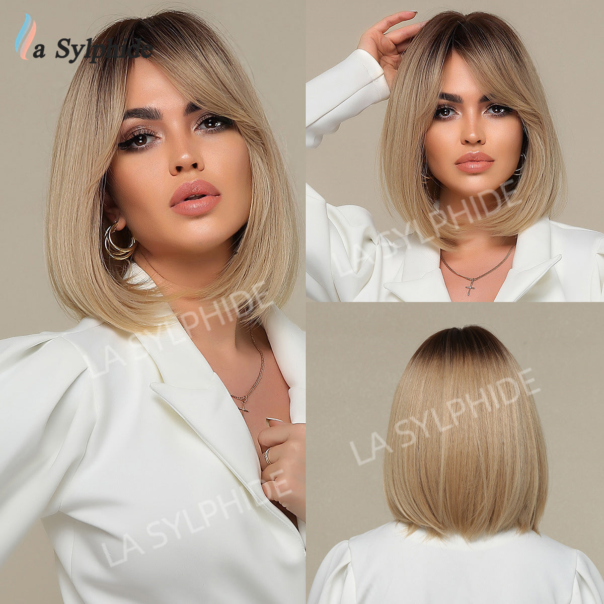 Classy Mechanism Fiber Chemical Bangs Yellow Wig Short Straight Hair