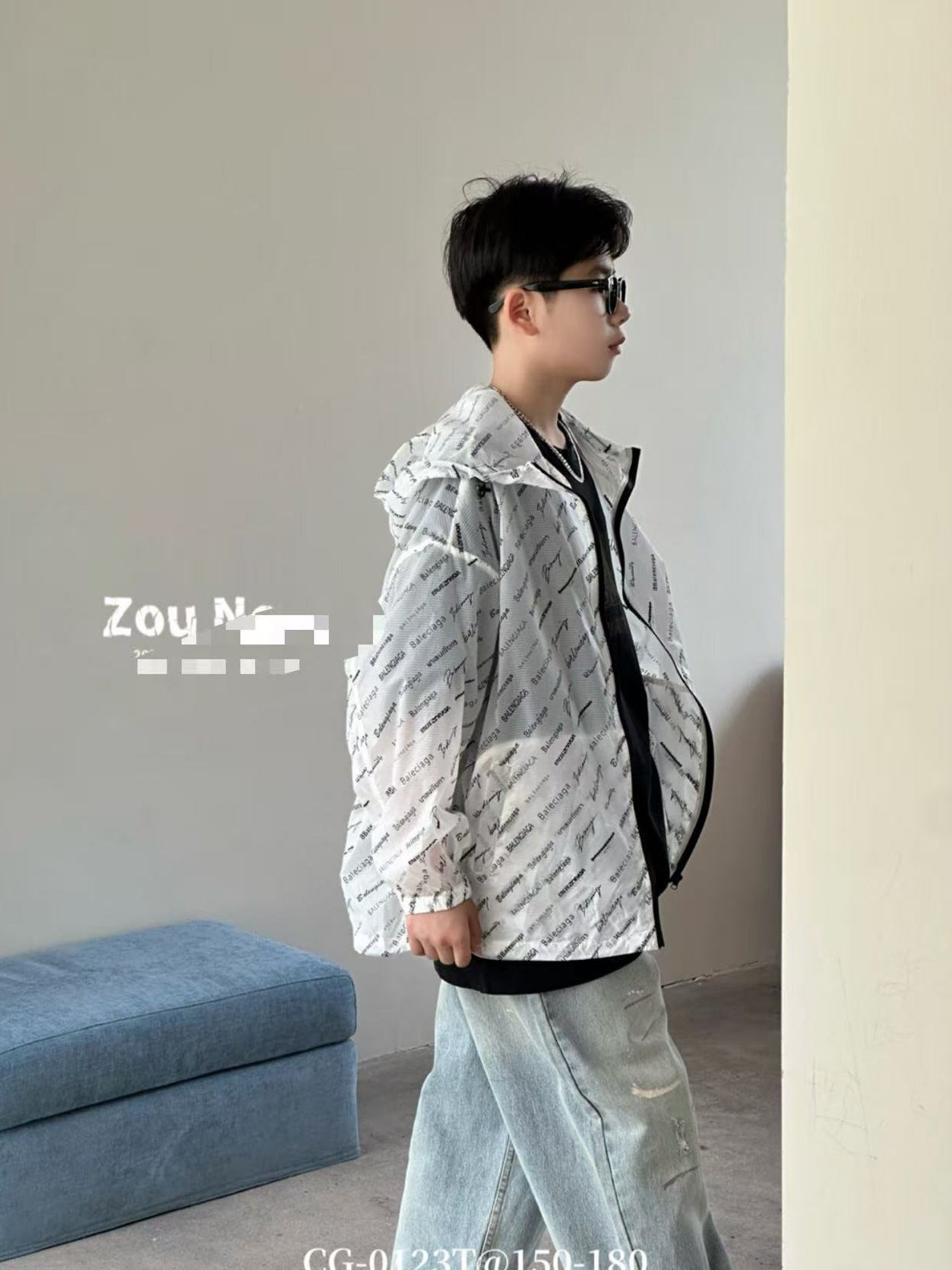 Man Printed Green Little Summer Lightweight Thin Coat No Children's T-shirt