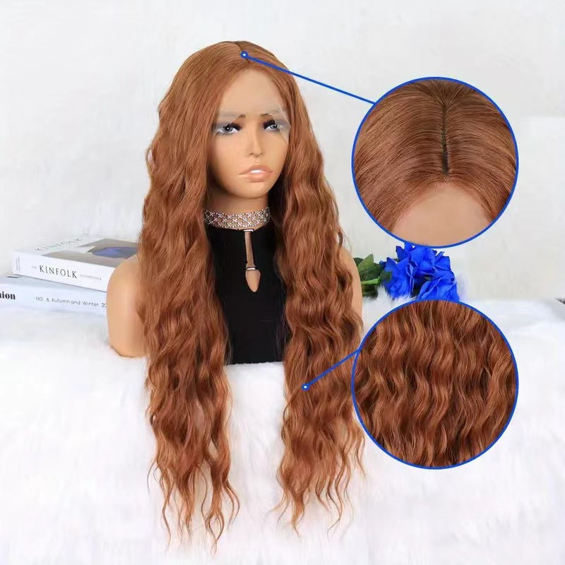 Front Lace Red Curly Hair Big Wave Fluffy Wig Long Curls