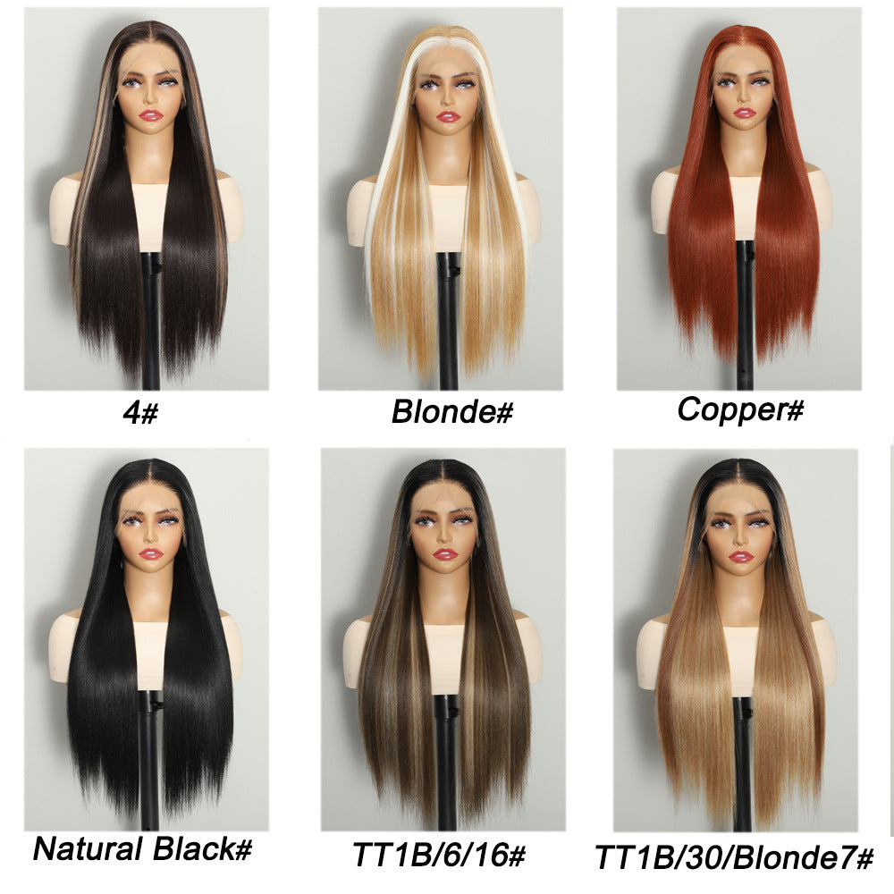 Front Lace Hand-woven Chemical Fiber Hair Hood Hd Long Straight Wig