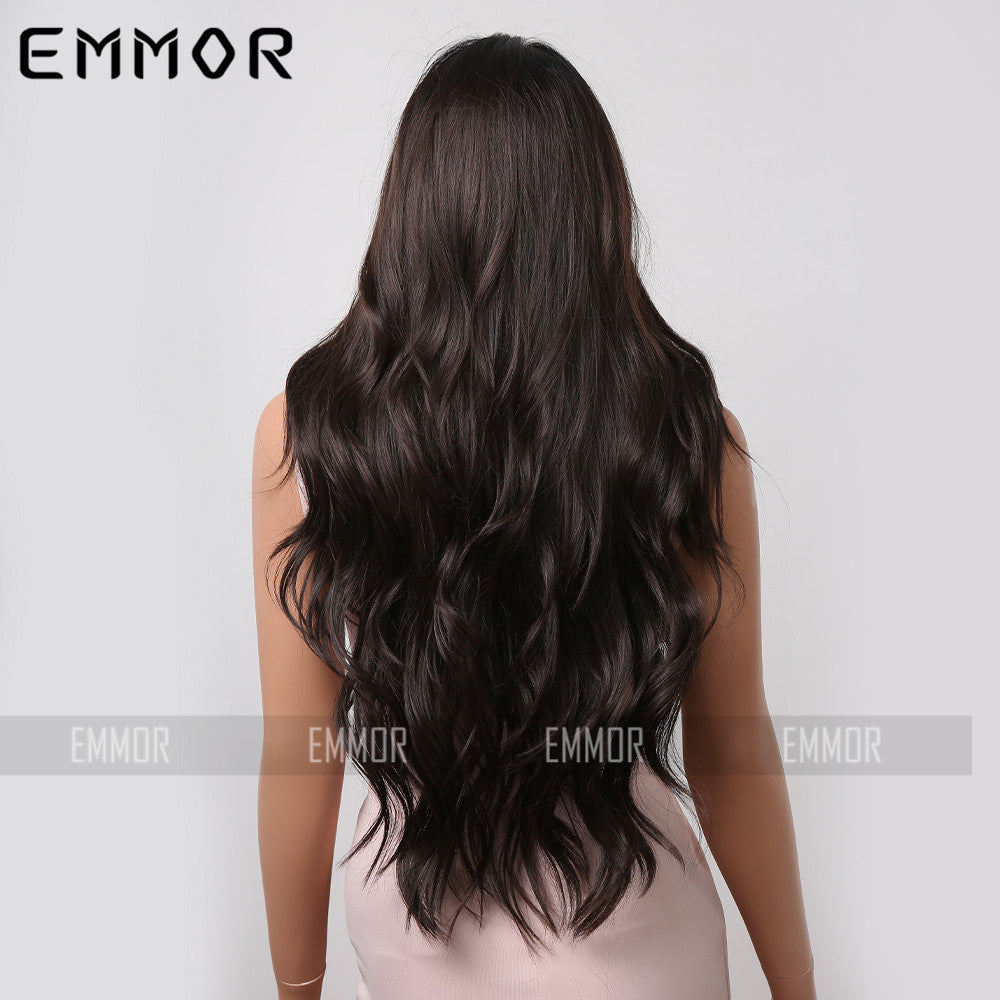 Female Natural Big Wave Curly Hair Simulation Full Human Fashion Wig Long Curls