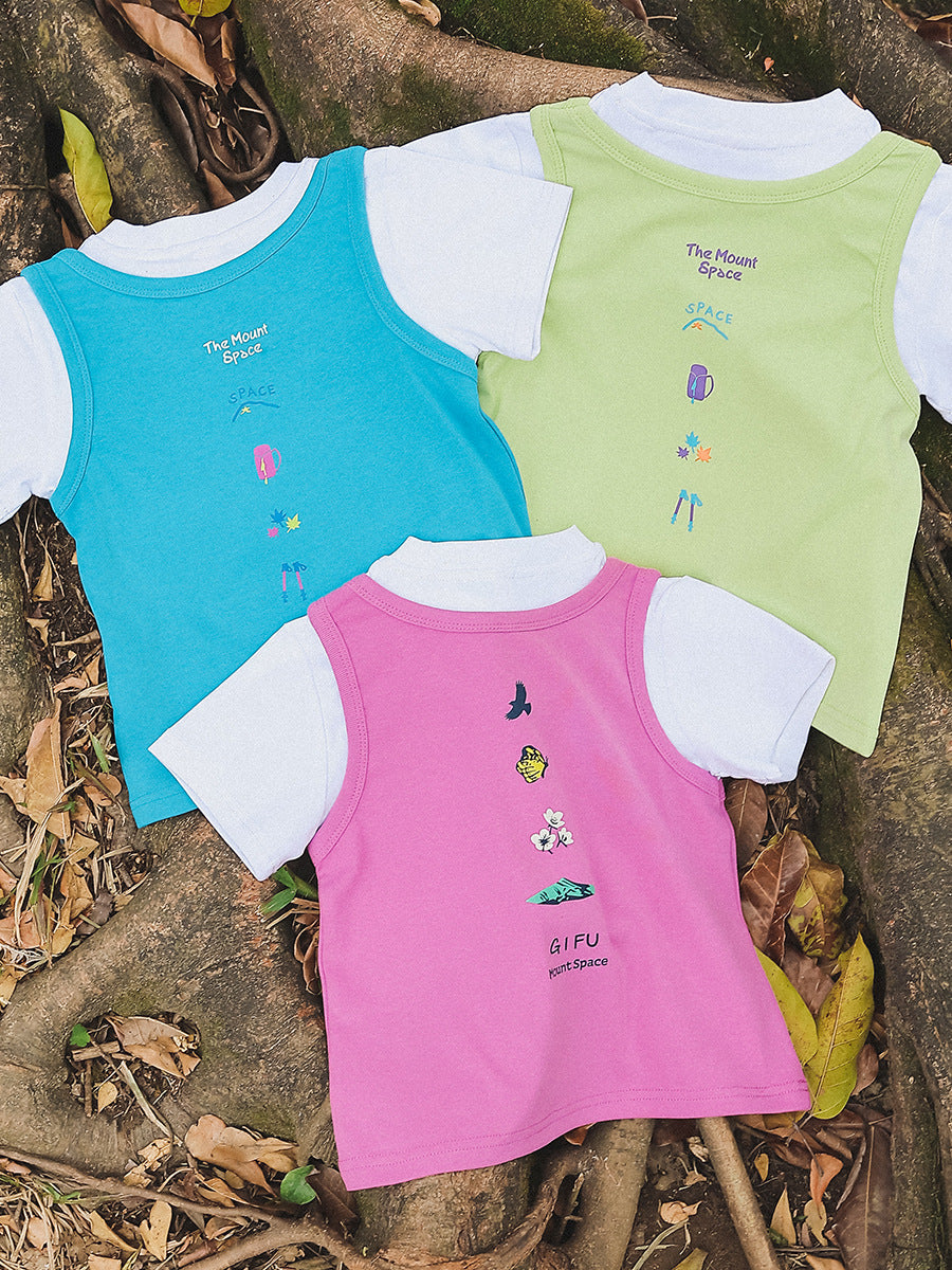 Children's Mountain Outdoor Clothing Contrast Color Round Children's T-shirt
