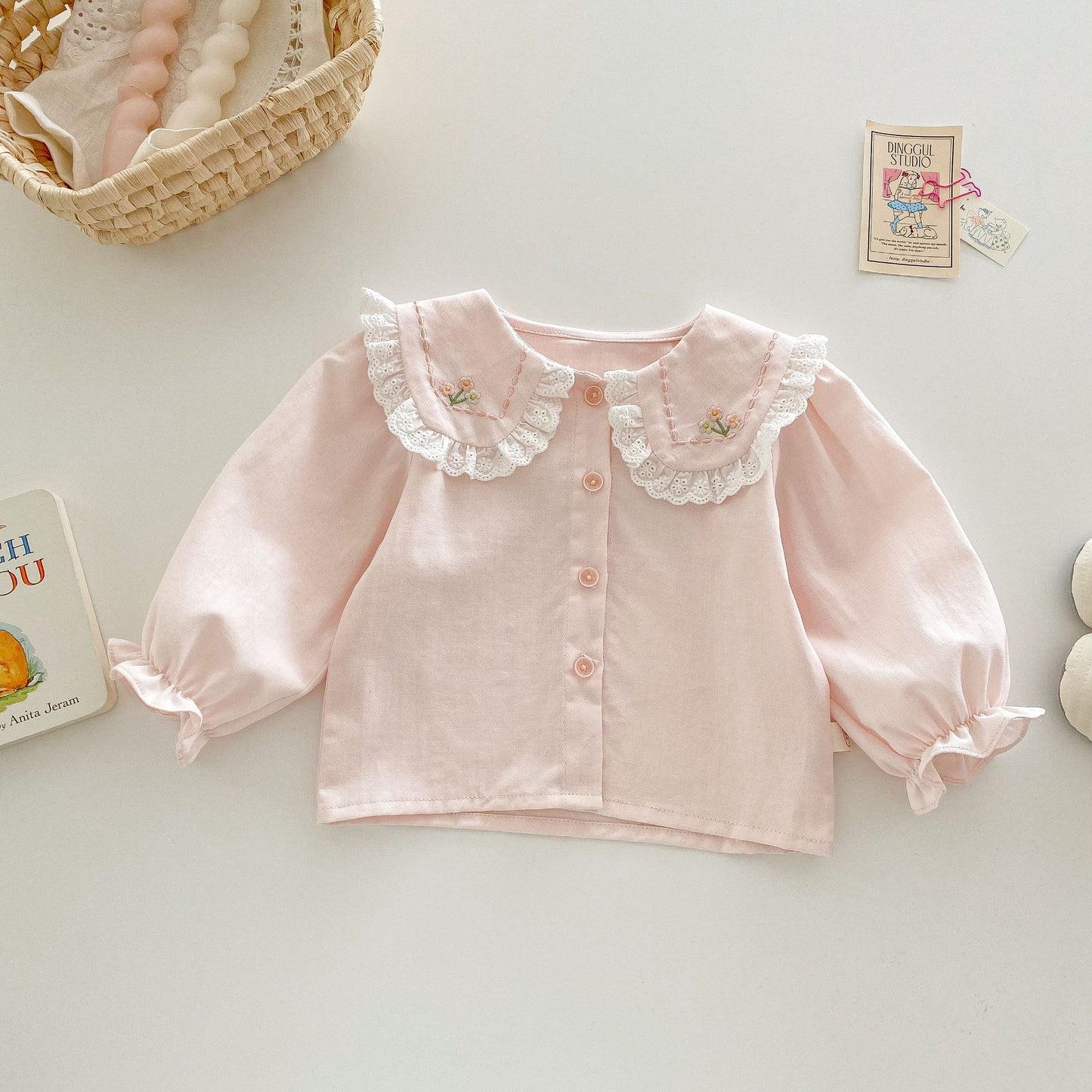 Children's Korean Style Small Left Right Lace Collar Fashionable Spring Children's Shirt