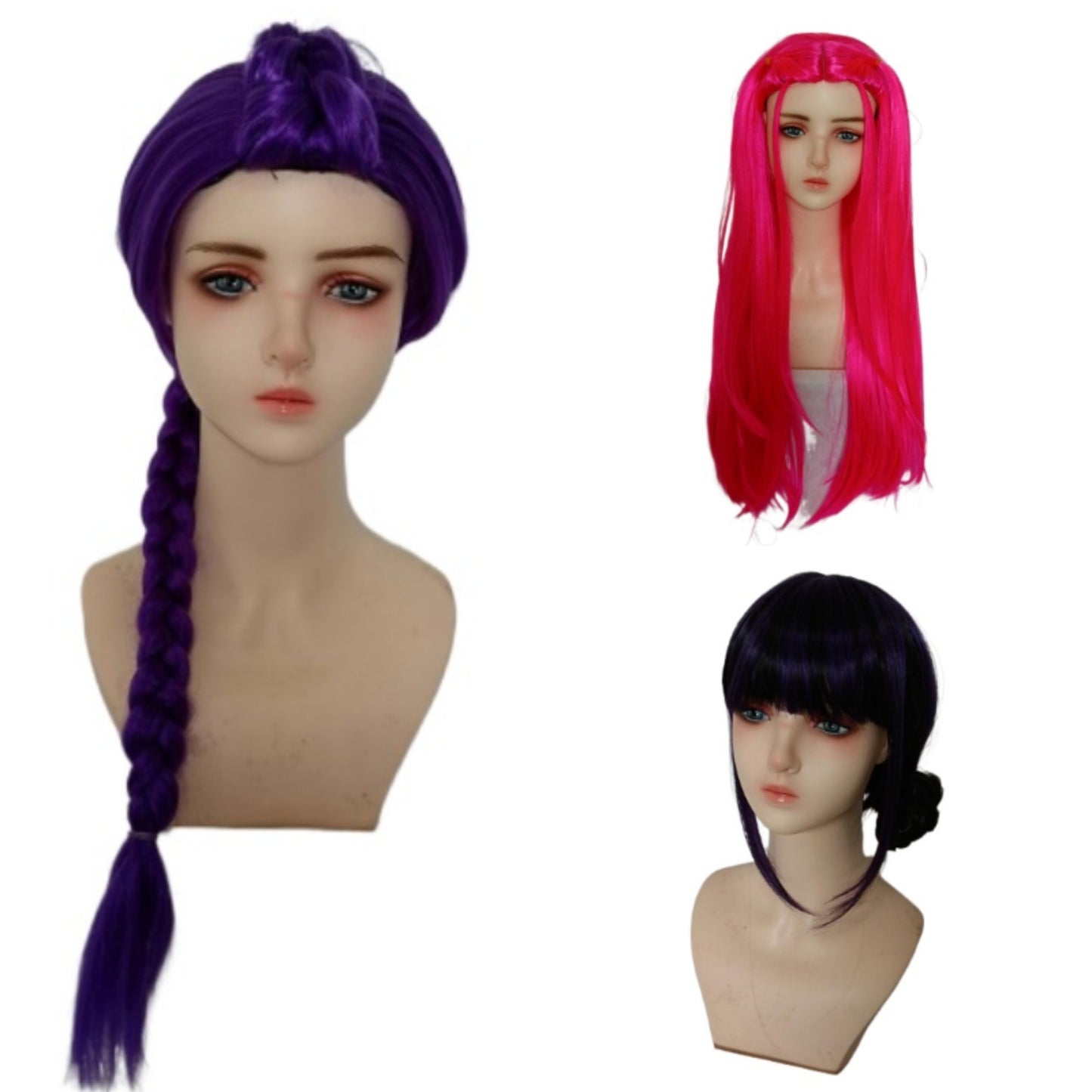 Group Mira Rose Red Long Straight Hair Zoe Black Cos Wig