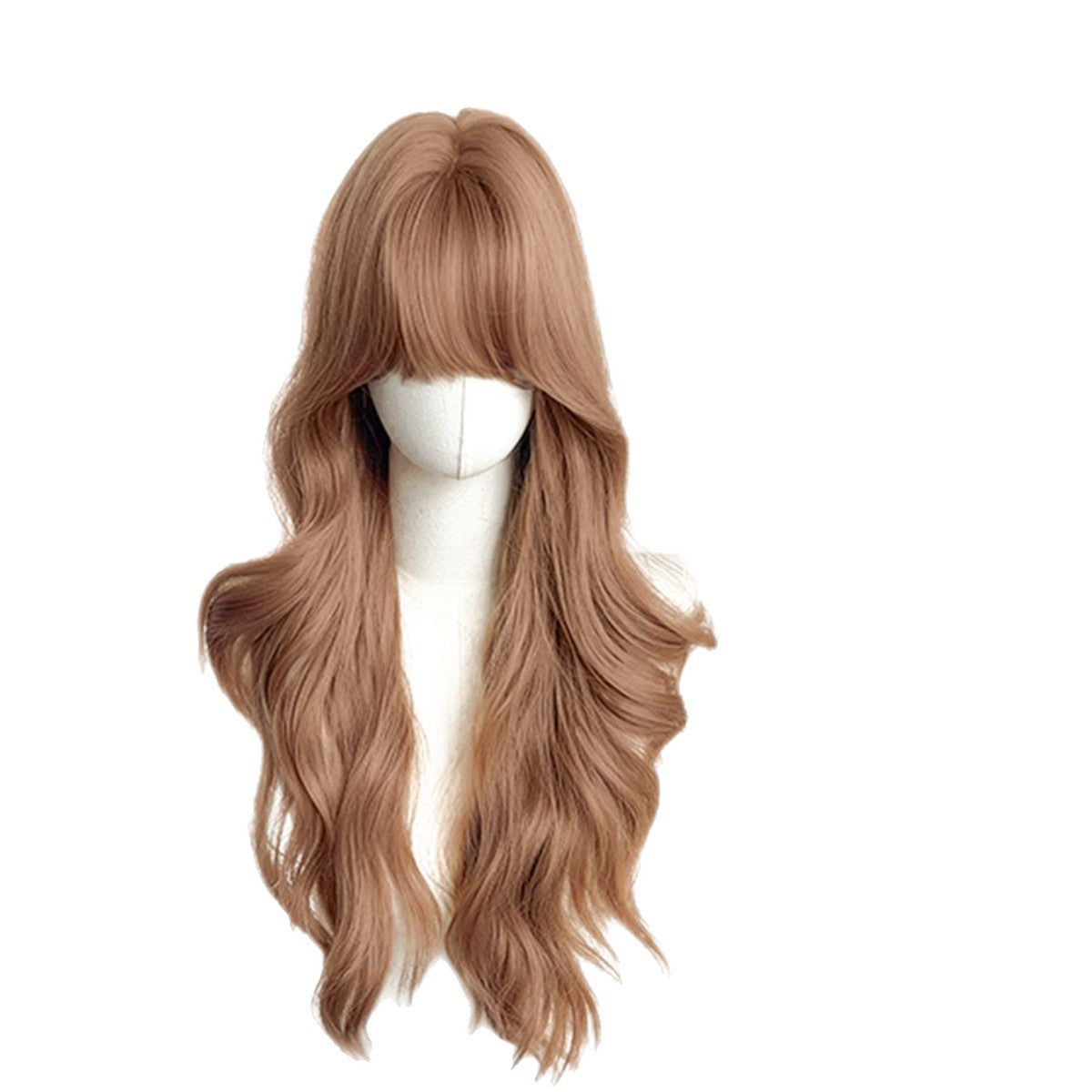 Women's Hair Brocade For Champagne Pink Brown Bangs Curly Natural Wig Long Curls