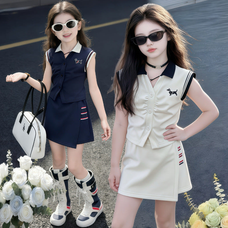 Sports Summer Korean College Style Fashion Medium Big Children's Suit