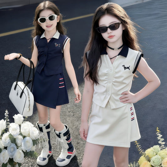 Sports Summer Korean College Style Fashion Medium Big Children's Suit